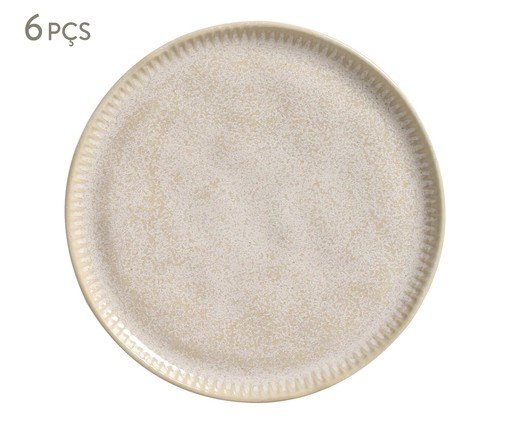 Jogo de Pratos para Sobremesa Linhas Latte Cru, Bege | WestwingNow