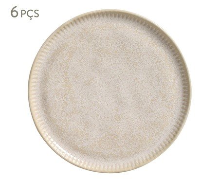 Jogo de Pratos para Sobremesa Linhas Latte Cru | Westwing