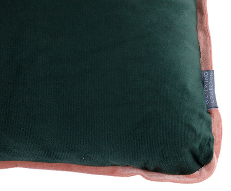 Almofada com Vivo Velvet Verde Escuro e Rosa | WestwingNow