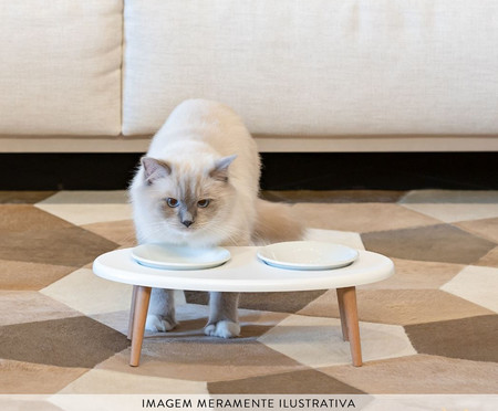 Jogo Comedouro Elevado Duplo com Pratinhos em Porcelana O Gato Design | WestwingNow