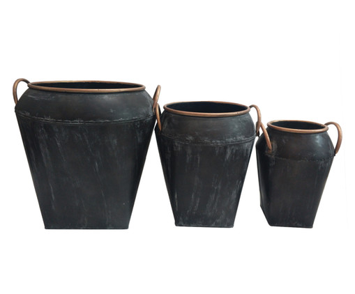 Jogo de Vasos de Piso Naomi - Preto, Preto | WestwingNow