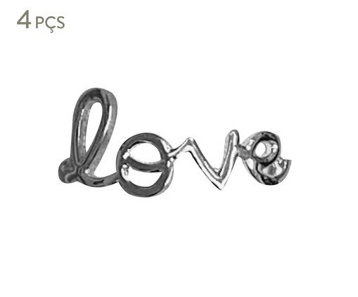 Jogo de Anéis para Guardanapo Love - Prateado, Prateado | WestwingNow