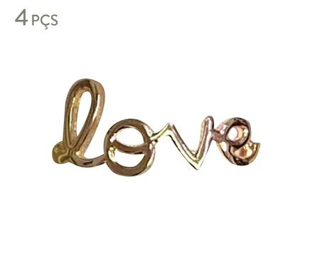 Jogo de Anéis para Guardanapo Love - Dourado | Westwing