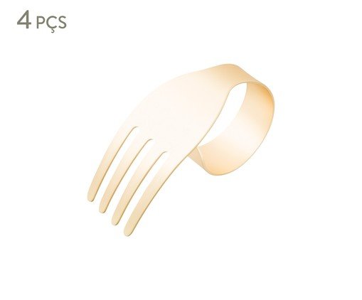 Jogo de Anéis para Guardanapo Garfo - Dourado, Dourado | WestwingNow