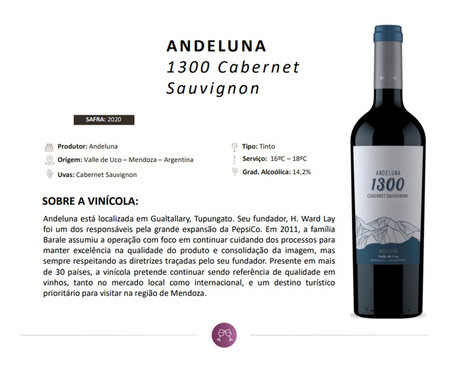 Vinho Argentino Andeluna 1300 Cabernet Sauvignon Rubi | WestwingNow