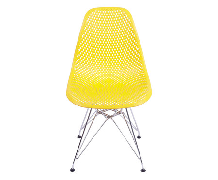 Cadeira Eames Metale Colméia - Amarela Cromada