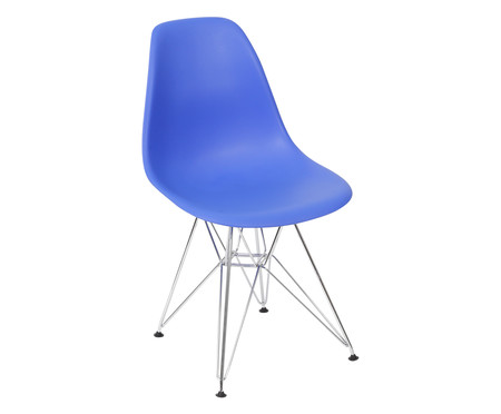 Cadeira Eames Metale - Azul Escuro e Prateada