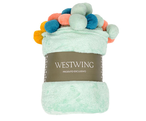 Manta com Pompom Crux Verde - Verde Menta, Verde Menta | WestwingNow