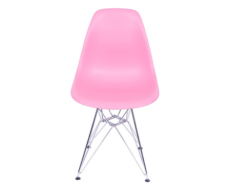 Cadeira Eames Metale - Rosa e Prateada