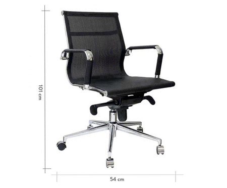 Cadeira Giratória com Rodízios Office Eames Tela - Preto | WestwingNow