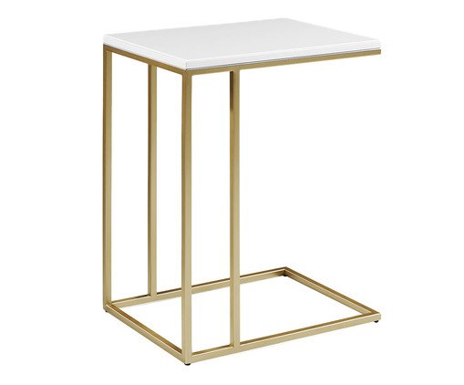 Mesa de Apoio Book - Off-White e Dourado, Branco | WestwingNow
