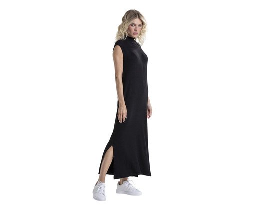 Vestido Regata Midi Canelado Tricot - Preto, Preto | WestwingNow