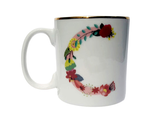 Caneca em Porcelana Letra Floral C, multicolor | WestwingNow
