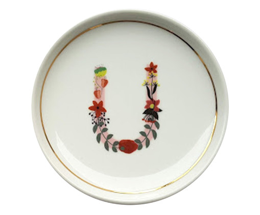 Prato Decorativo em Porcelana Letra U, multicolor | WestwingNow