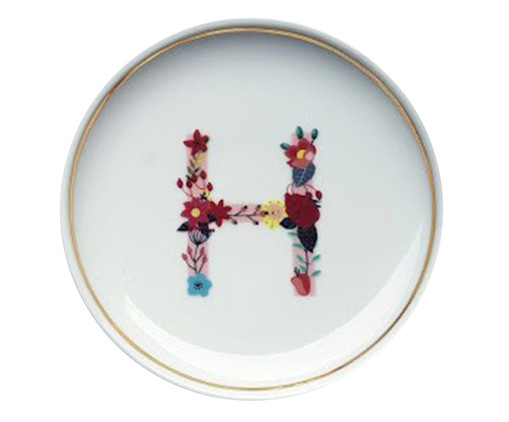 Prato Decorativo em Porcelana Letra H, multicolor | WestwingNow