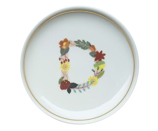 Prato Decorativo em Porcelana Letra D, multicolor | WestwingNow