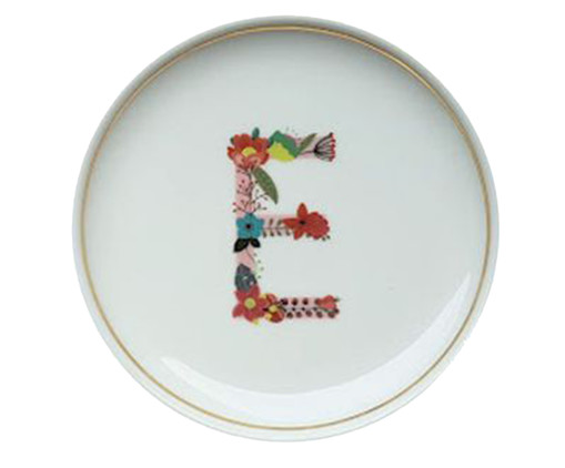 Prato Decorativo em Porcelana Letra E, multicolor | WestwingNow