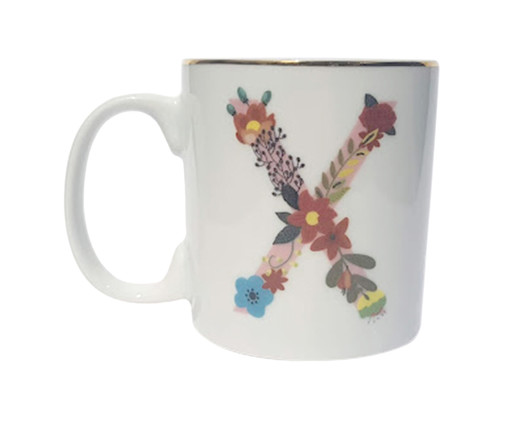 Caneca em Porcelana Letra Floral X, multicolor | WestwingNow