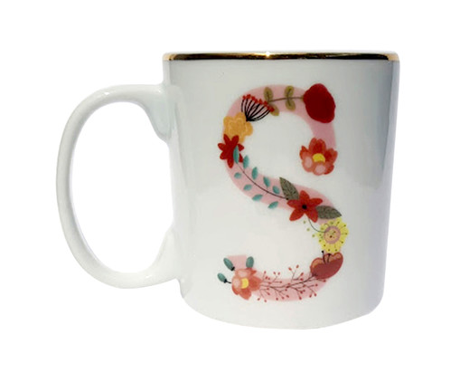 Caneca em Porcelana Letra Floral S, multicolor | WestwingNow