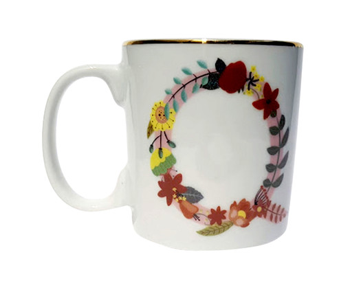 Caneca em Porcelana Letra Floral Q, multicolor | WestwingNow
