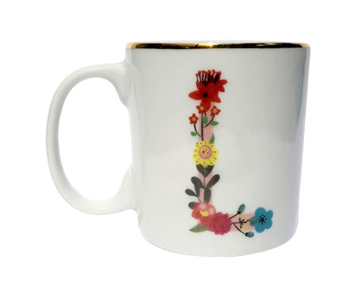 Caneca em Porcelana Letra Floral L, multicolor | WestwingNow