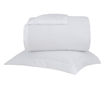 Jogo de Cobre-Leito Acetinado Damask Square Branco 300 Fios | Westwing