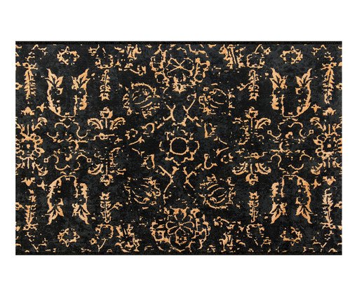 Tapete Turco Vega Ivory Dourado e Preto, Preto | WestwingNow