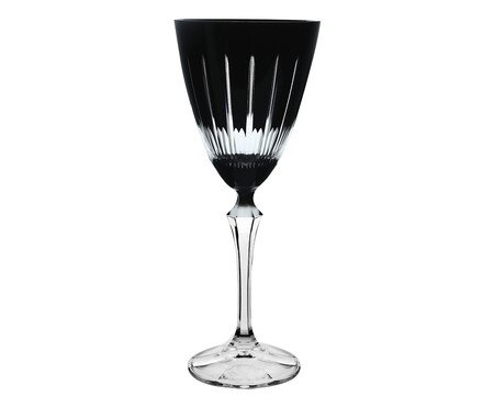 Taça para Vinho Tinto em Cristal Elizabeth Lapidada Preta | Westwing