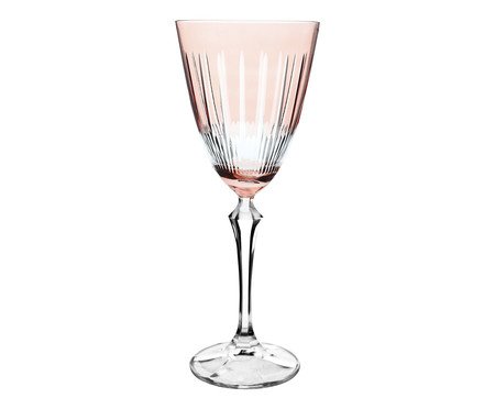 Taça para Água em Cristal Elizabeth Lapidada Rosa | Westwing