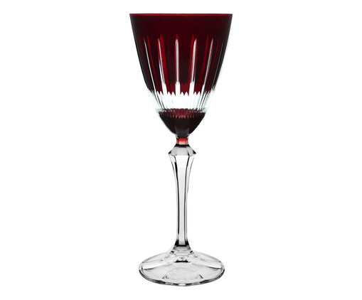 Taça para Vinho Tinto em Cristal Elizabeth Lapidada Vermelha, Colorido | WestwingNow