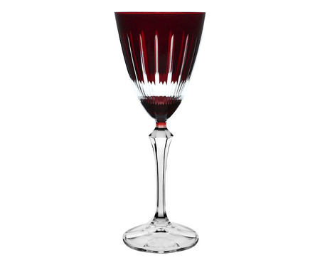 Taça para Vinho Tinto em Cristal Elizabeth Lapidada Vermelha