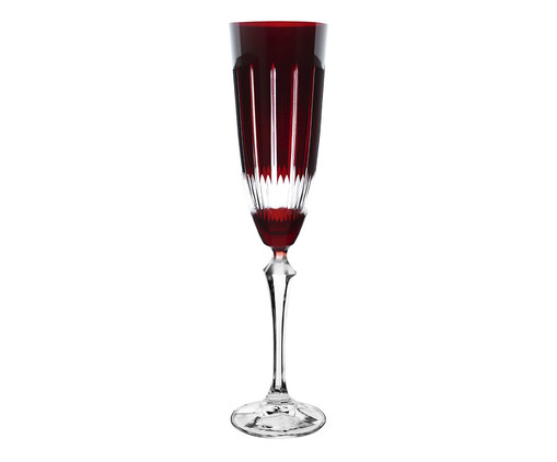 Taça para Champanhe em Cristal Elizabeth Lapidada Vermelha, Colorido | WestwingNow
