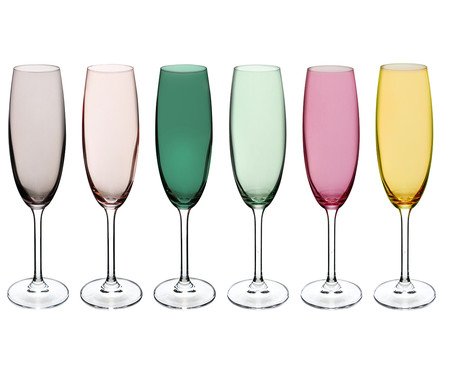 Jogo de Taças em Cristal Ecológico para Champagne Gastro Colors | Westwing