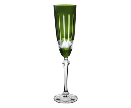 Taça para Champanhe em Cristal Elizabeth Lapidada Verde