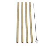 Jogo de Canudos em Bambu com Escova Bege | WestwingNow