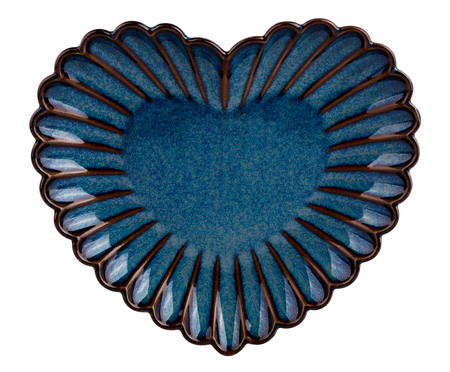 Petisqueira em Porcelana Hadassa Coração Azul Escuro