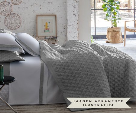 Jogo de Lençol Acetinado St. Germain Branco e Prateado 300 Fios | Westwing