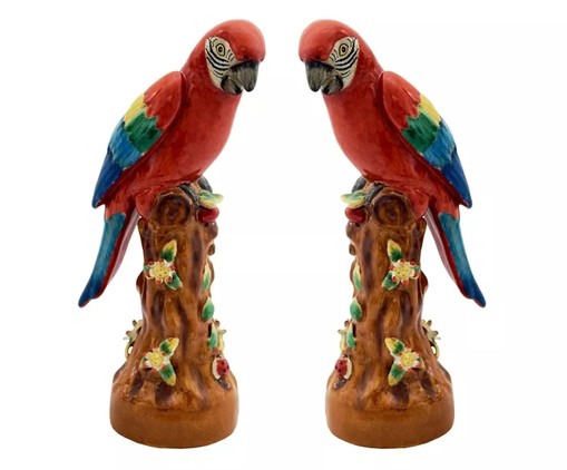 Jogo de Adornos em Porcelana Pássaros, Colorido | WestwingNow