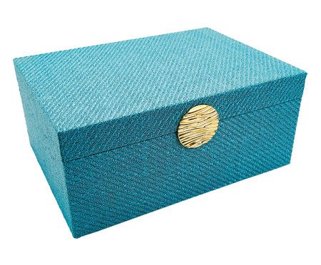 Caixa Decorativa Passau Azul Claro e Dourada | Westwing