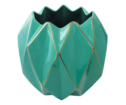 Vaso em Porcelana Pyramid Verde e Dourado, Verde | WestwingNow