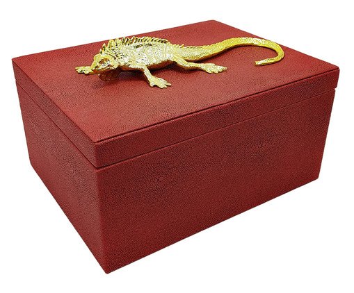 Caixa Decorativa Lagarto Vinho e Dourado, vinho | WestwingNow
