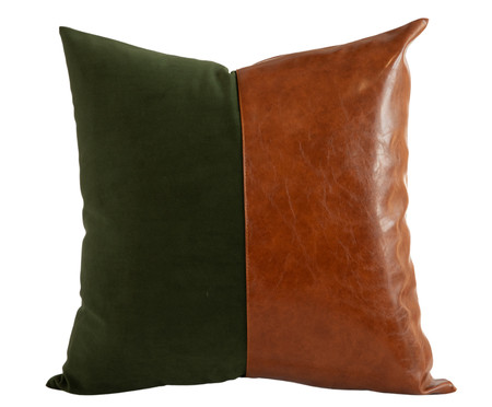 Capa de Almofada em Veludo e Couro Premium Collection Verde e Caramelo | WestwingNow