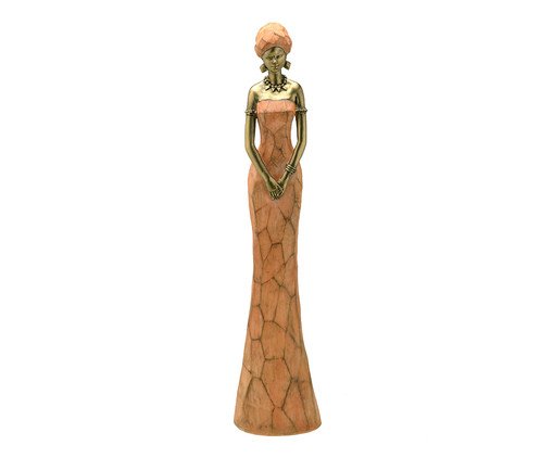 Adorno em Resina Mulher Africana Bronze e Laranja, multicolor | WestwingNow