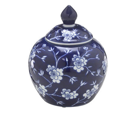 Pote Decorativo em Porcelana Inquiet Azul e Branco