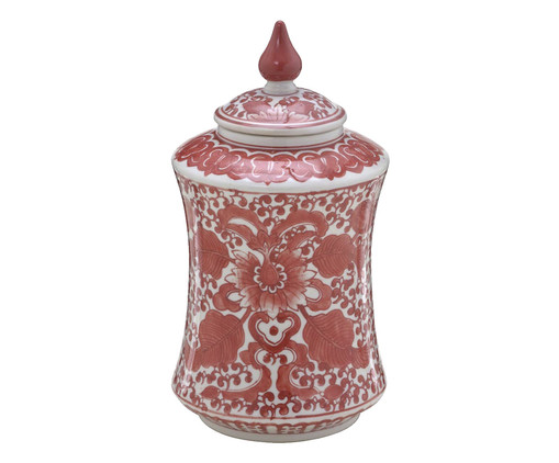 Pote Decorativo em Porcelana Attentif Coral e Branco, multicolor | WestwingNow