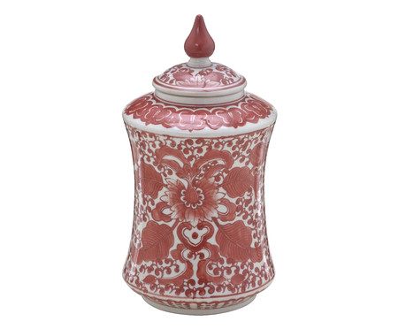 Pote Decorativo em Porcelana Attentif Coral e Branco