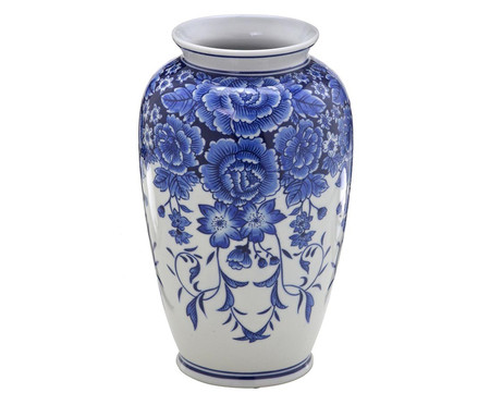 Vaso em Porcelana Arathorn Azul e Branco