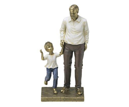 Adorno em Resina Avó com Menino Bronze, Branco e Marrom, multicolor | WestwingNow