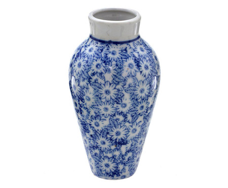 Vaso em Cerâmica Aegnor Branco e Azul