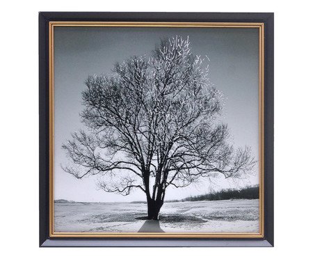Quadro Árvore Seca Preto, Branco e Dourado